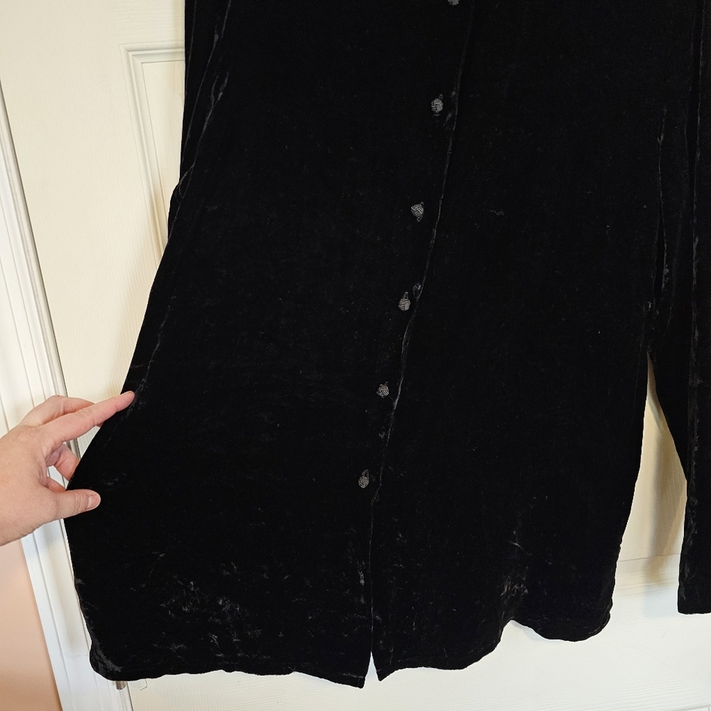 Vintage Gap Velevt Silk Blend Button Down Long Sleeve Long Tunic Top - Picture 5 of 7